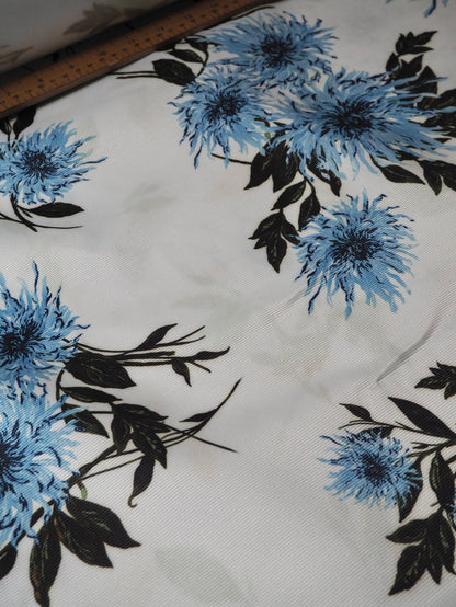 Blue Floral Satin Faille