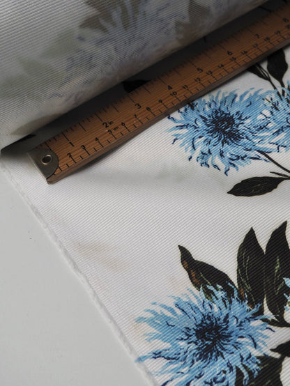 Blue Floral Satin Faille