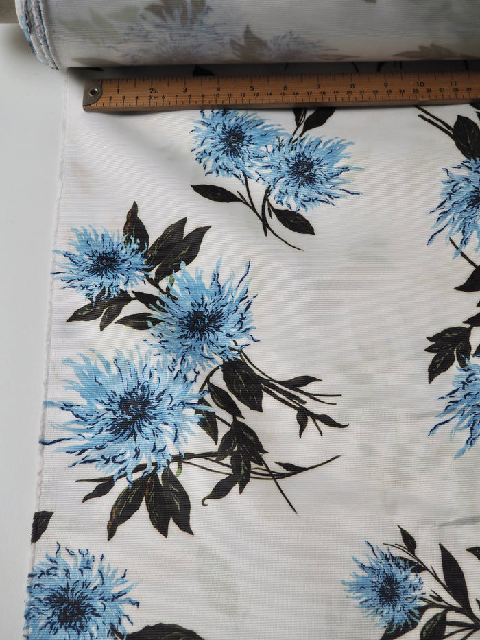 Blue Floral Satin Faille
