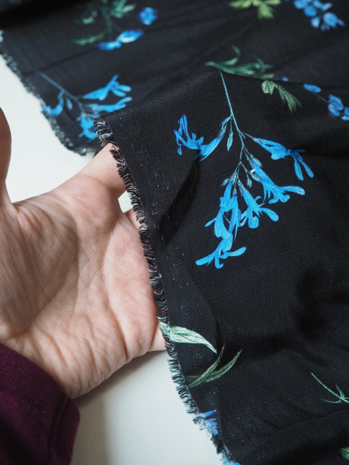 Blue Floral Viscose Crepe