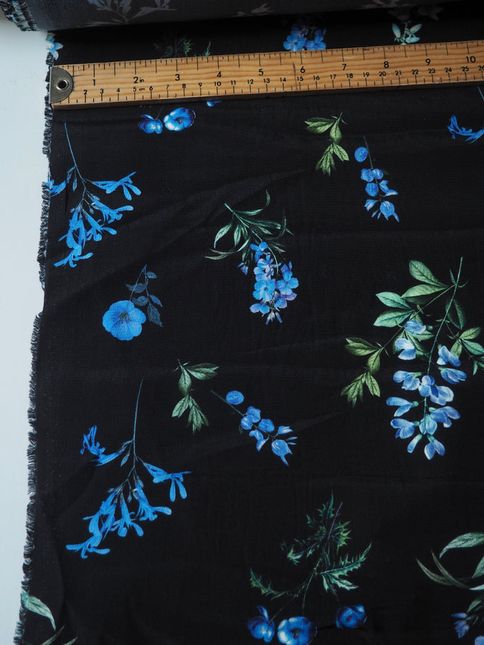 Blue Floral Viscose Crepe