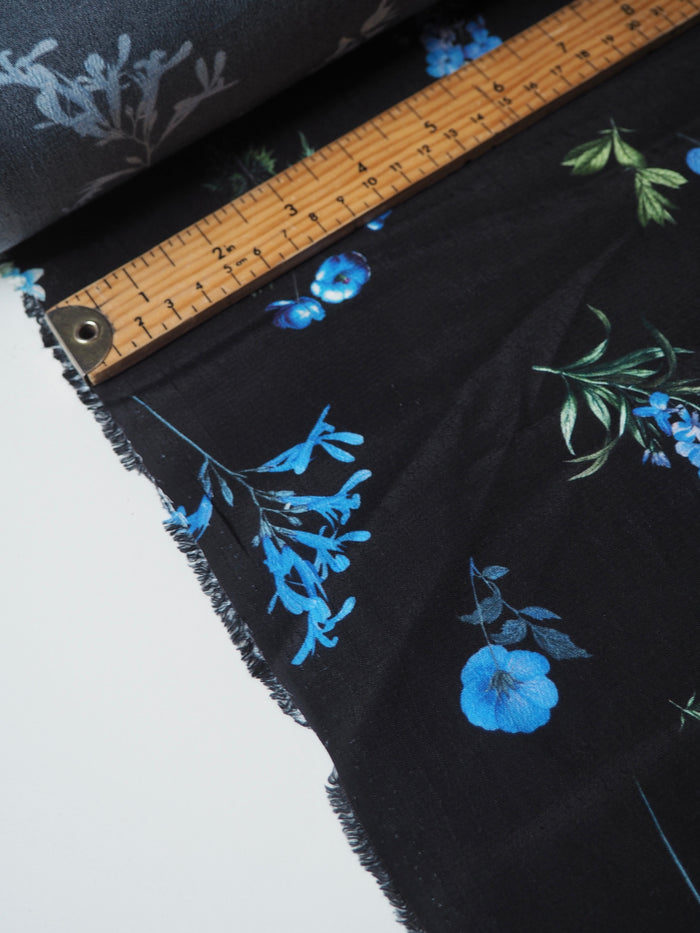 Blue Floral Viscose Crepe