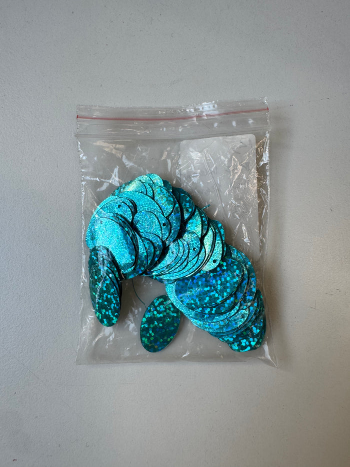 Blue Iridescent Oval Sequins 12g
