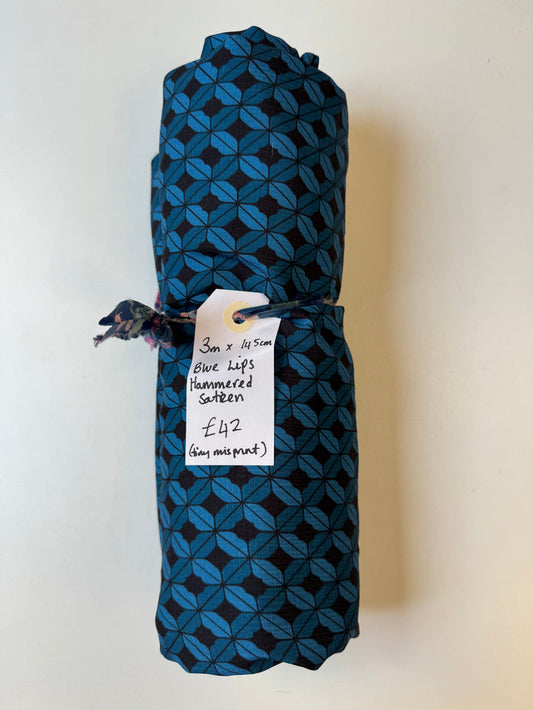 Blue Lips Hammered Sateen Remnant