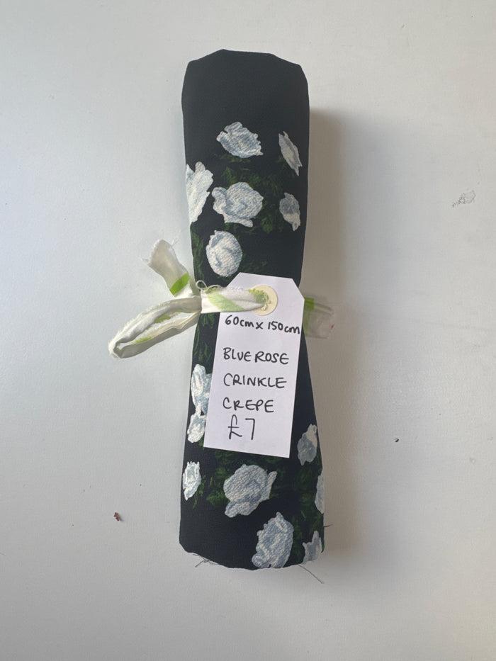 Blue Rose Crinkle Crepe Remnant