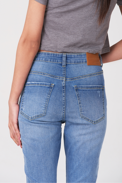 Blue Straight Slim Fit Women Jeans