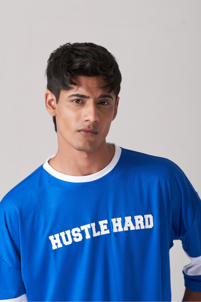 Blue Visible Layers Oversize T-Shirt
