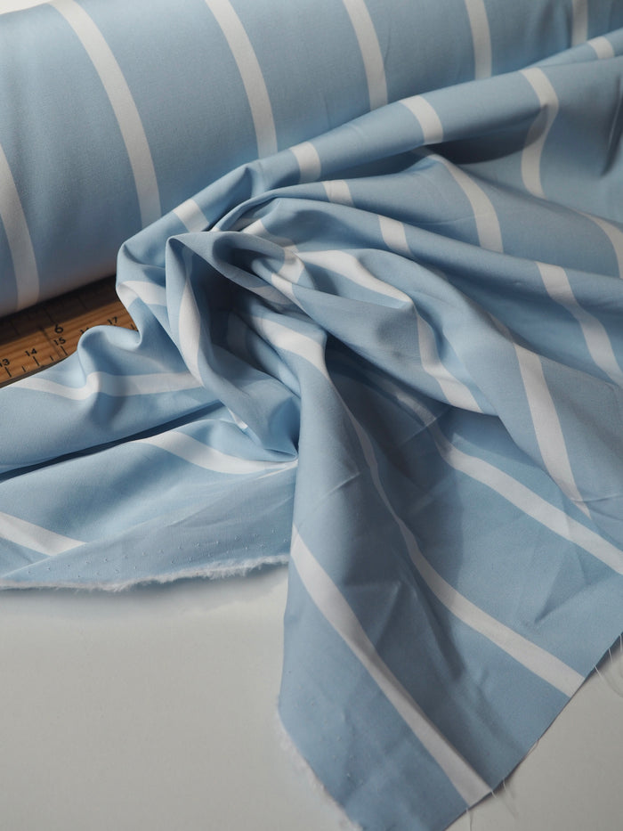 Blue + White Stripe Cotton Poplin
