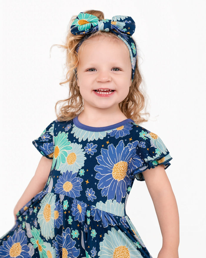 Bluepsie Daisy Short Sleeve Big Kid Twirl Dress - Jammie Session