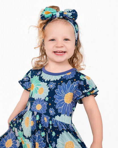 Bluepsie Daisy Short Sleeve Big Kid Twirl Dress - Jammie Session