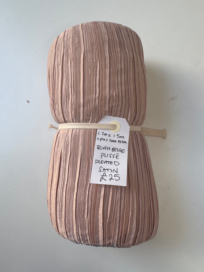 Blush Beige Plisse Pleated Satin Remnant