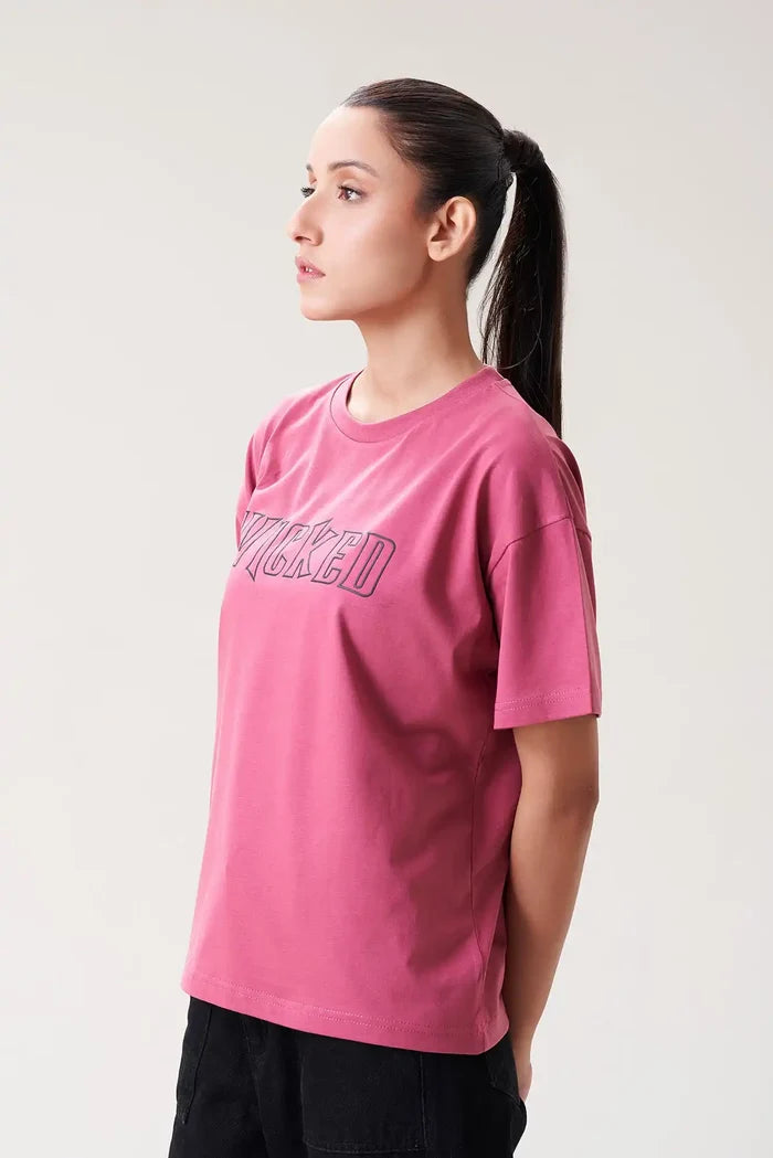 Bold and Trendy Oversized Tee with "WICKED" Print