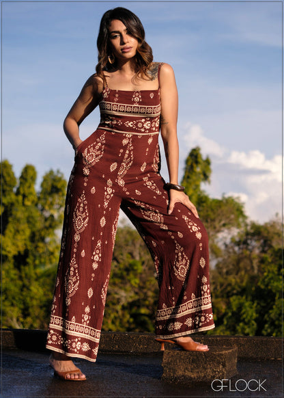 Border Printed Jumpsuit - 171025