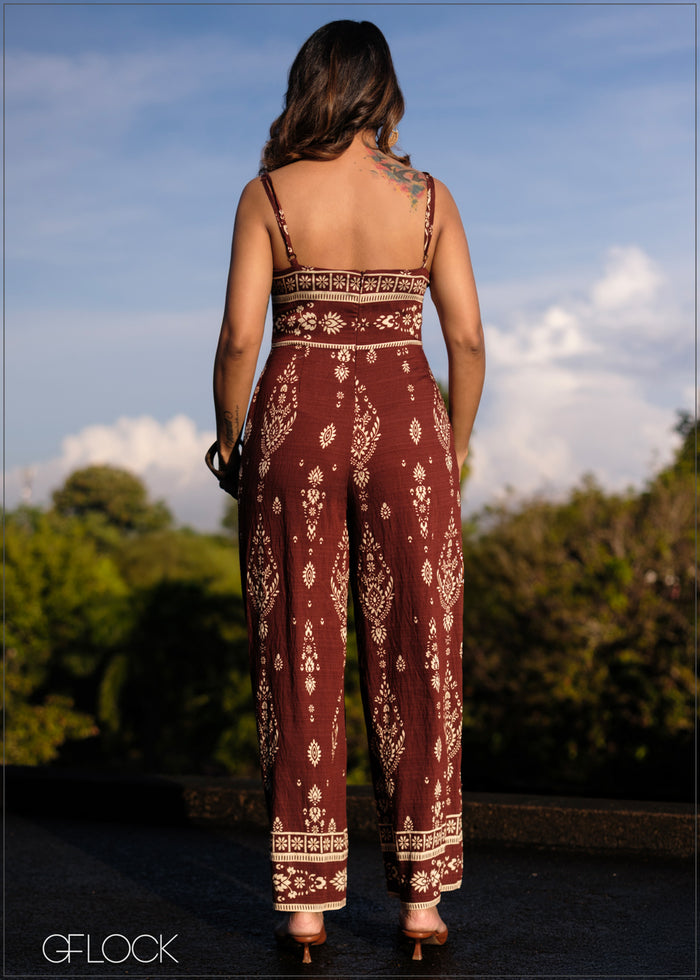 Border Printed Jumpsuit - 171025