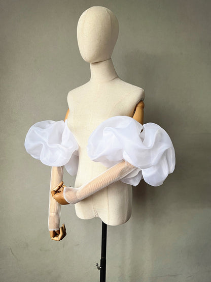 Bridal Sleeves For Wedding Dress Detachable Organza Tulle