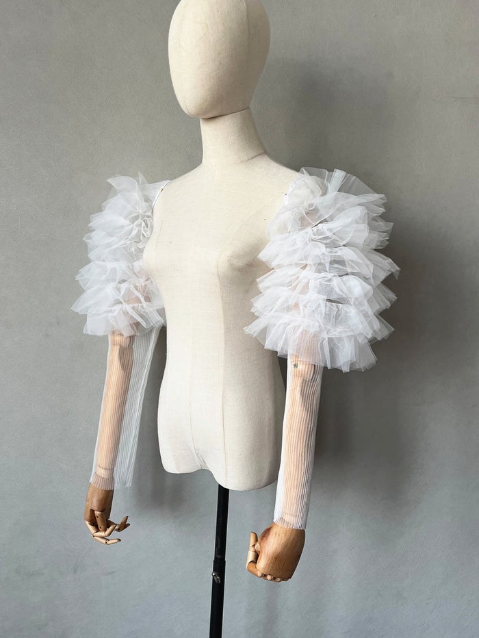 Bridal Sleeves for Wedding Dress Detachable Tiered Tulle