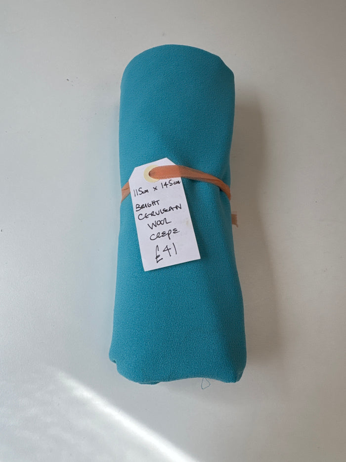 Bright Cerulean Wool Crepe Remnant