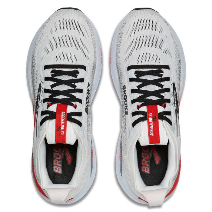Brooks Men's Adrenaline GTS 25 Running Shoes in White/Black/Red AW26