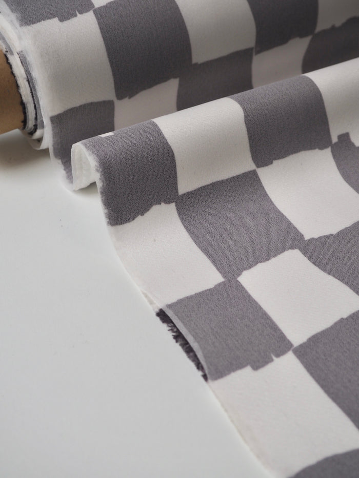Brown Check Interfaced Satin