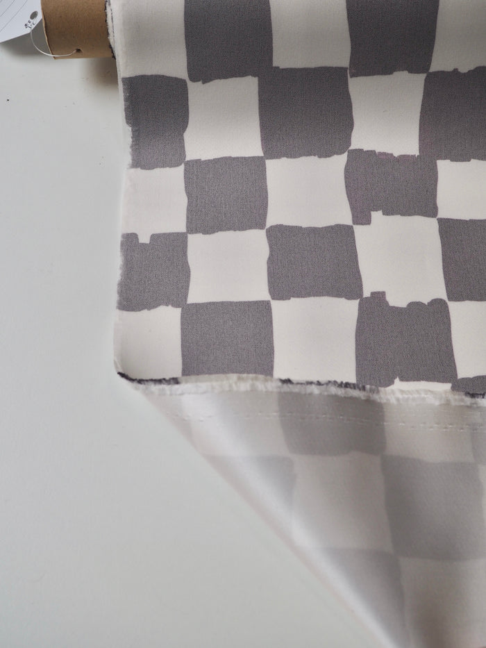 Brown Check Interfaced Satin