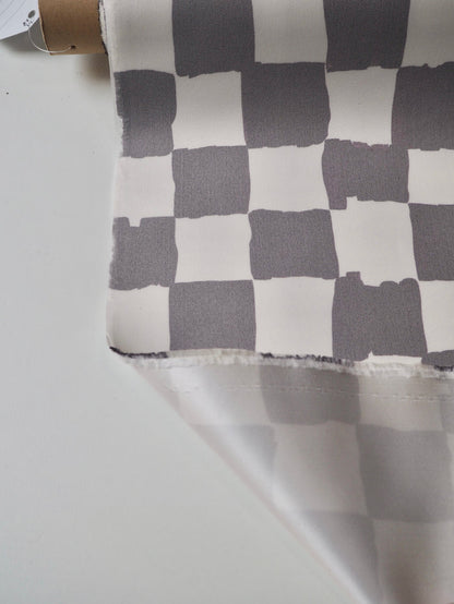 Brown Check Interfaced Satin