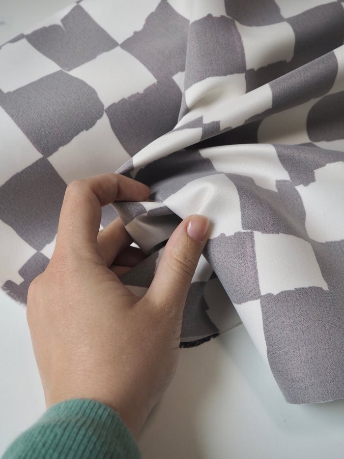 Brown Check Interfaced Satin