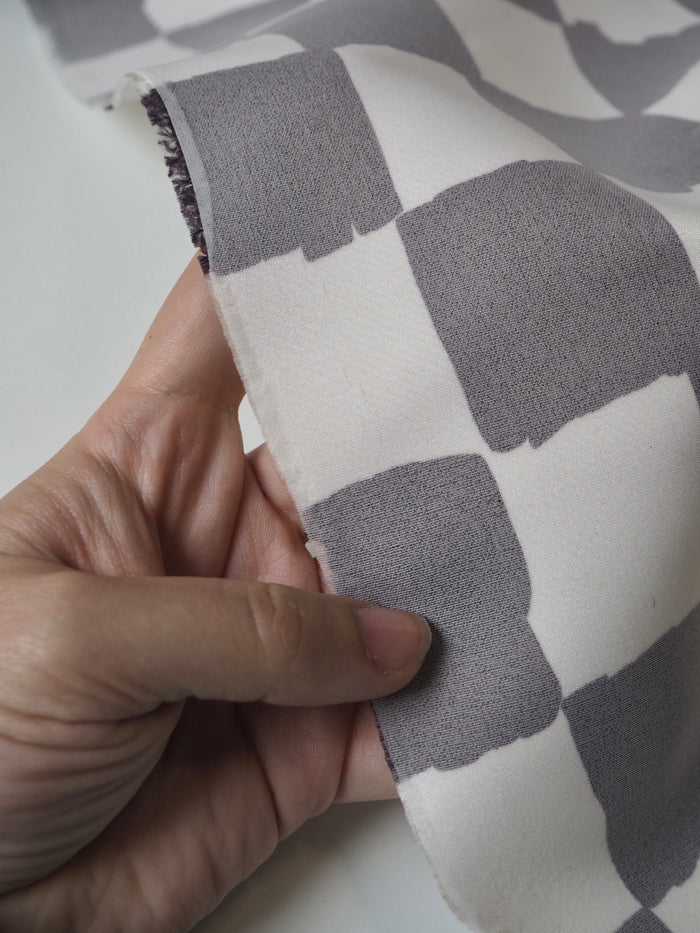 Brown Check Interfaced Satin