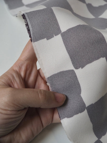 Brown Check Interfaced Satin