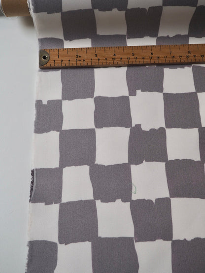 Brown Check Interfaced Satin