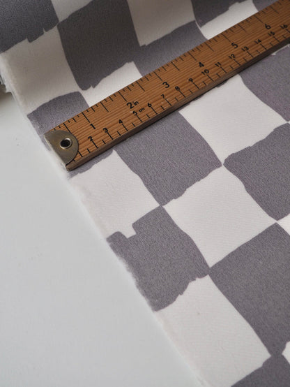 Brown Check Interfaced Satin