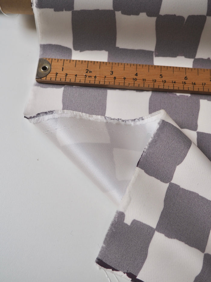 Brown Check Interfaced Satin