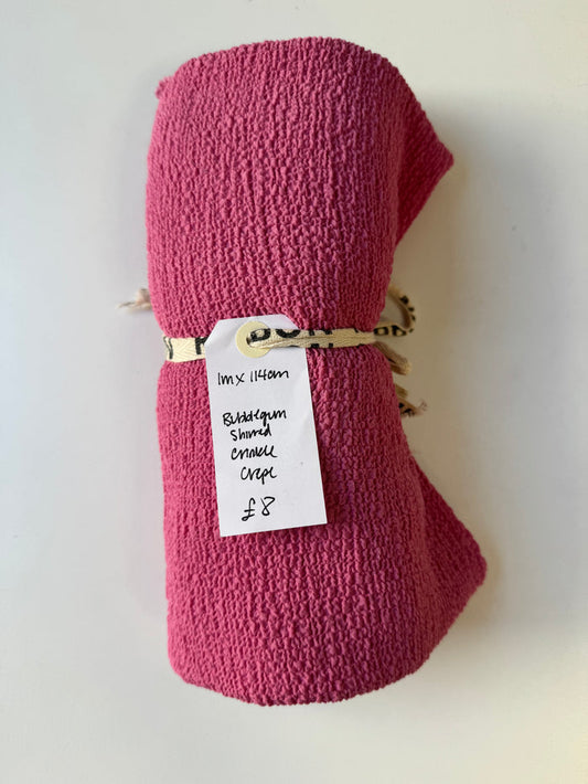Bubblegum Shirred Crinkle Crepe Remnant