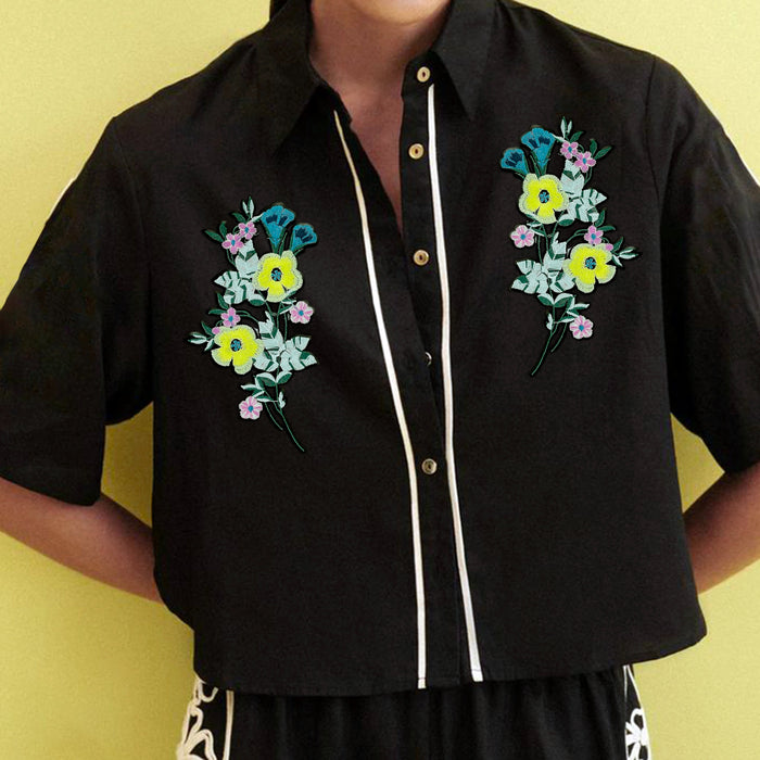 Bunch Rose Embroidered Heat-Transfer Sew Patch