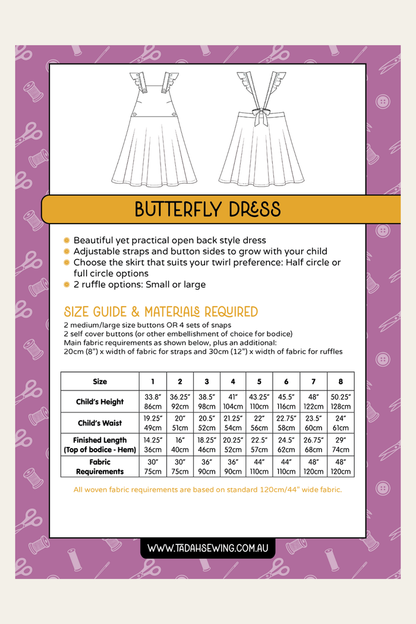 Butterfly Dress Sewing Pattern