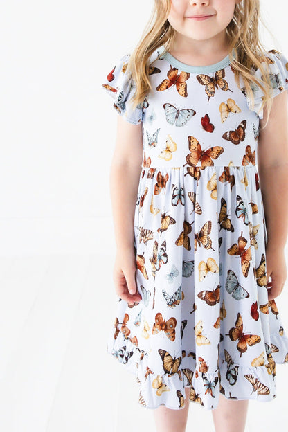 Butterfly Kisses Short Sleeve Big Kid Twirl Dress - Jammie Session
