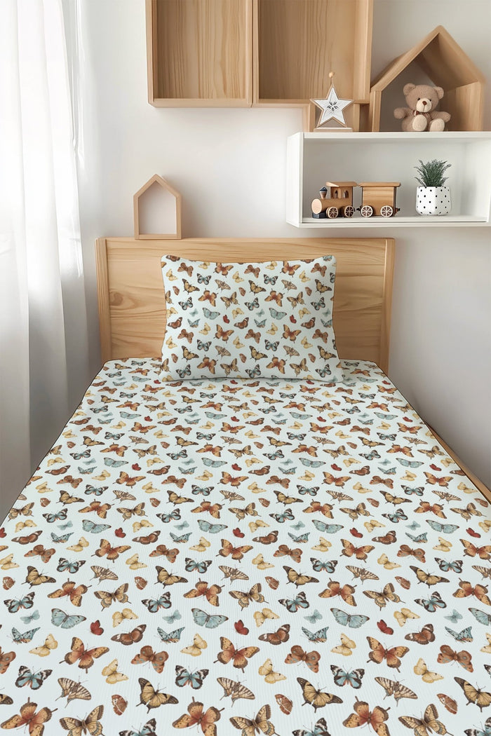Butterfly Kisses Twin Fitted Sheet and Pillowcase Set - Jammie Session