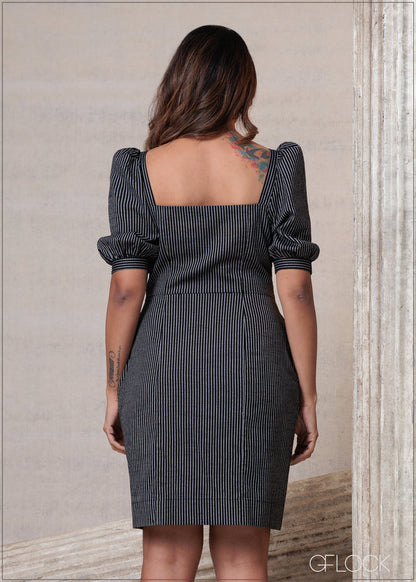 Button Down Stripe Dress - 201025