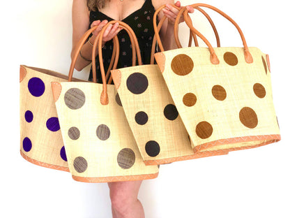 Capri Polka Dot Straw Tote