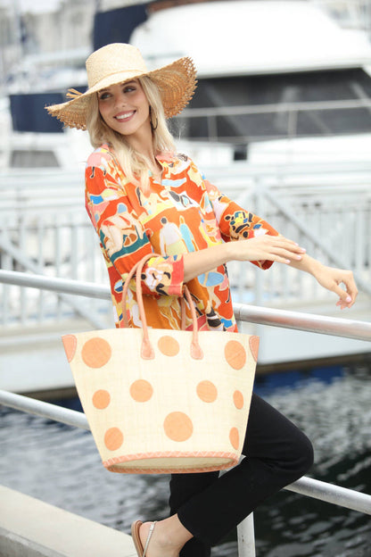 Capri Polka Dot Straw Tote