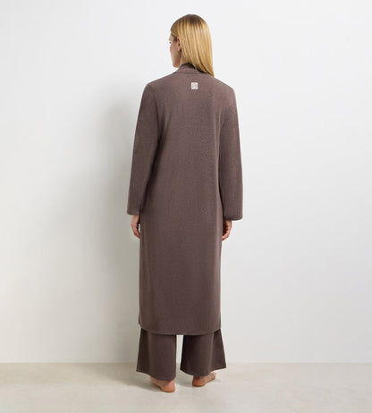 Cardigan long jersey fin marron foncé DIM x Ines de la Fressange