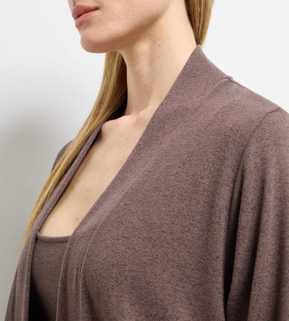 Cardigan long jersey fin marron foncé DIM x Ines de la Fressange
