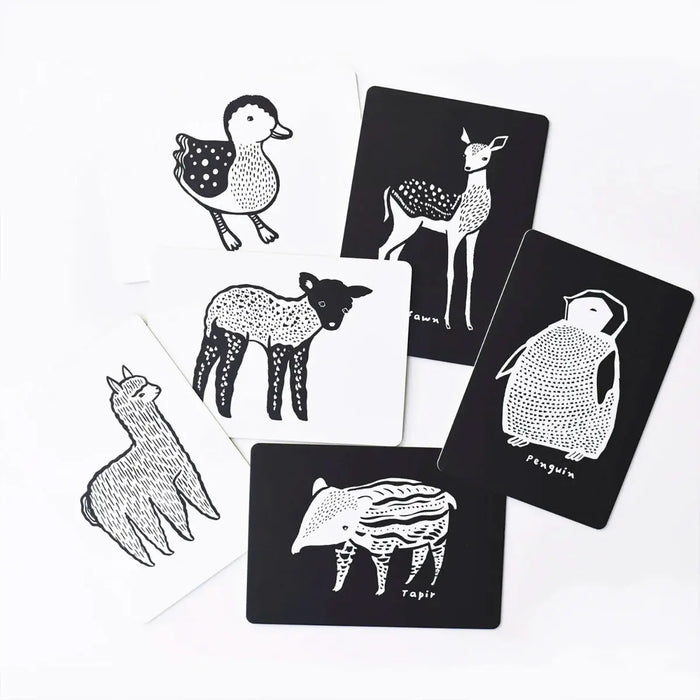 Cartes pour bébé en noir et blanc Wee Gallery - Bébés Animaux - Lilinappy