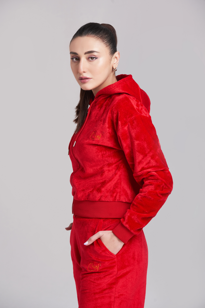 Casual Plush Zip Up Hoody Tracksuit - Women