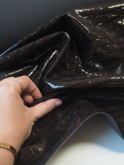 Cedar Heavy Patent Faux Croc Leather