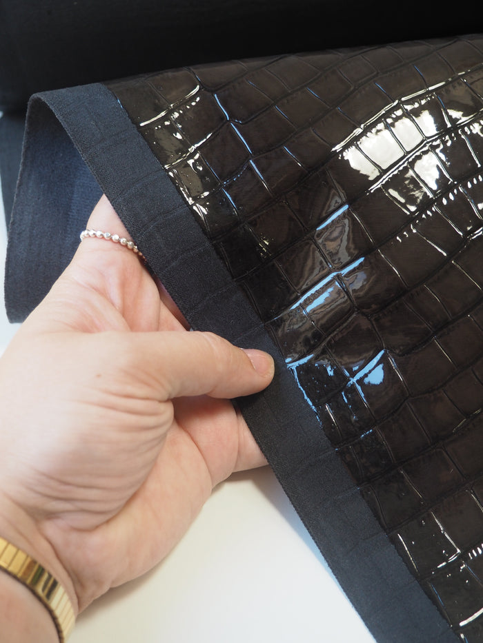 Cedar Heavy Patent Faux Croc Leather