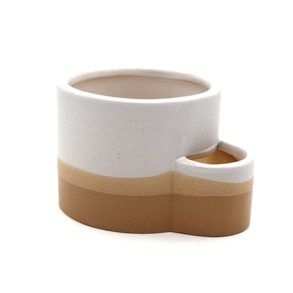 Ceramic Palo Santo Burner w/ Match Slot - White & Brown