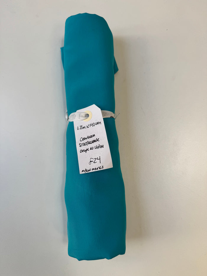 Cerulean Silk/Acetate Crepe De Chine Remnant