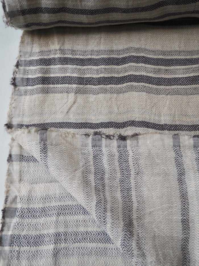 Charcoal Stripe Extra Wide Linen