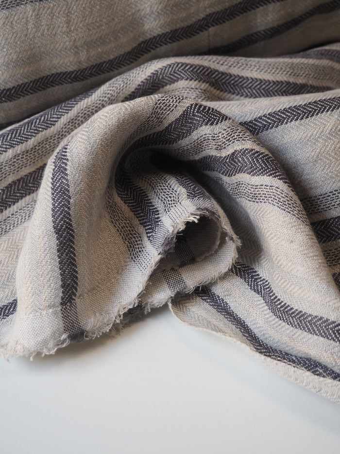 Charcoal Stripe Extra Wide Linen