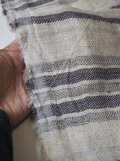 Charcoal Stripe Extra Wide Linen